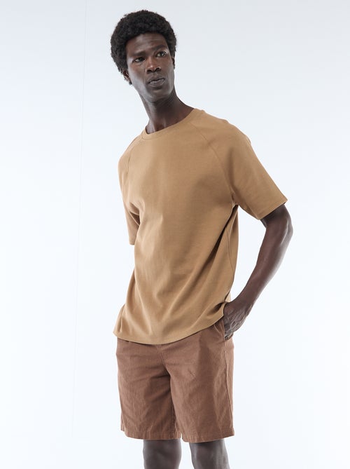 Bermuda tinta unita in misto lino - Kiabi