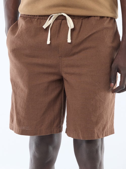 Bermuda tinta unita in misto lino - Kiabi