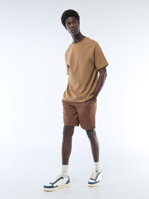 Bermuda tinta unita in misto lino - Kiabi