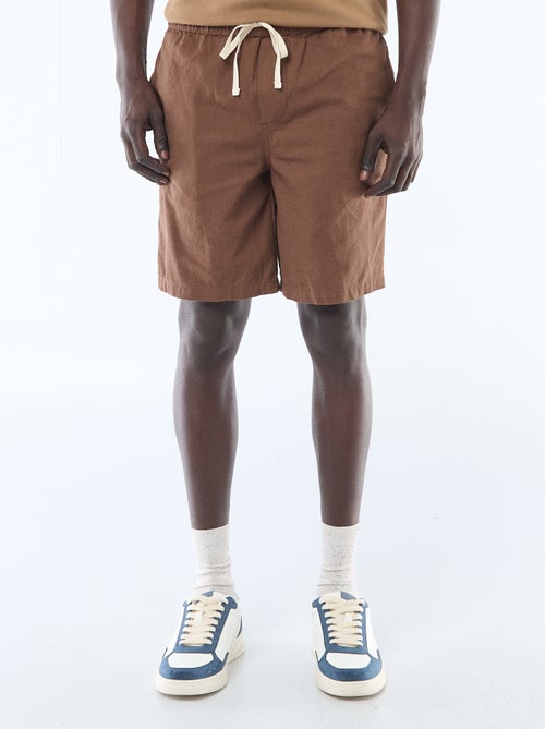 Bermuda tinta unita in misto lino - Kiabi