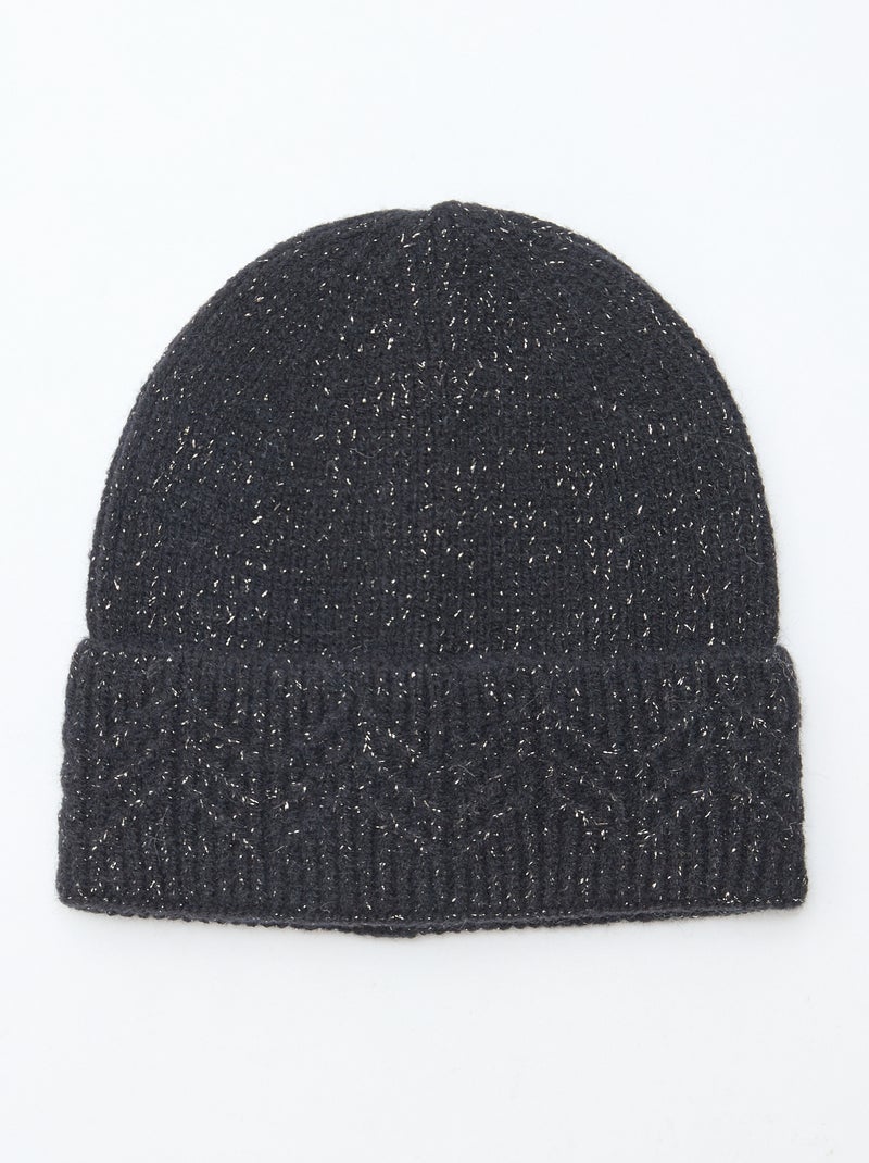 Berretto a coste brillante Nero - Kiabi