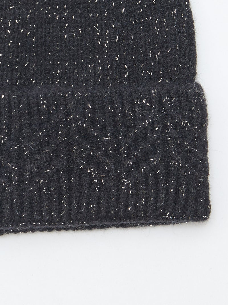 Berretto a coste brillante Nero - Kiabi