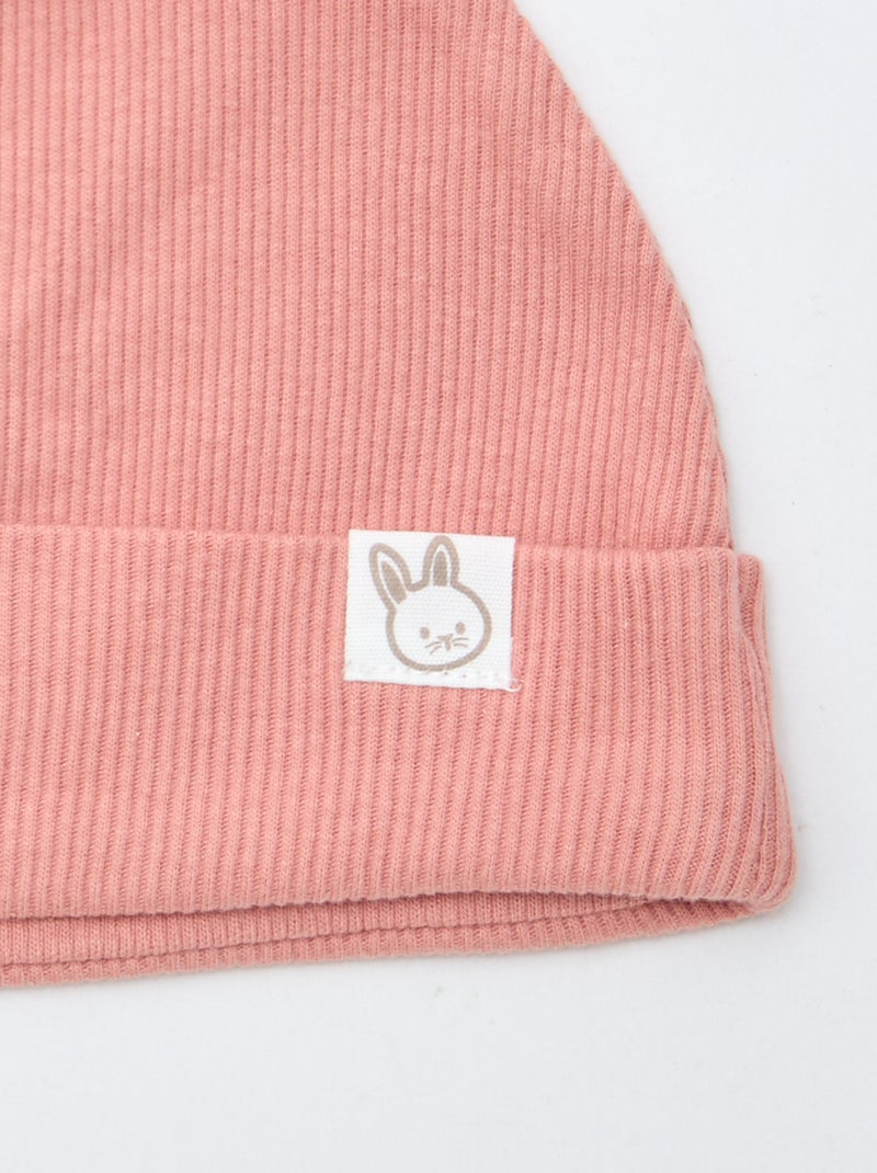 Berretto a coste con orecchie fantasiose Rosa - Kiabi