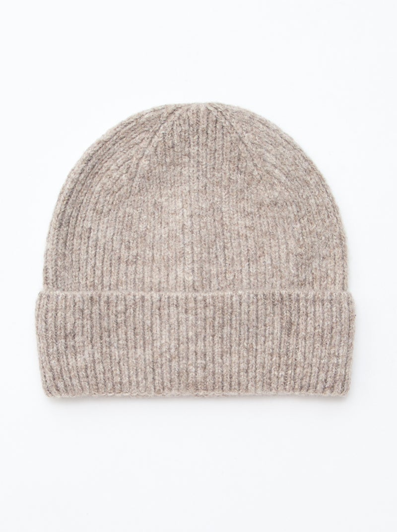 Berretto a coste con risvolti Beige - Kiabi