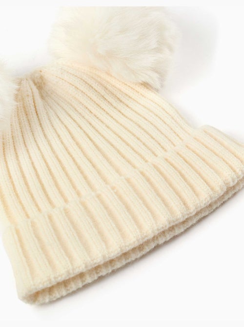 Berretto a maglia a costine con pompon - Kiabi