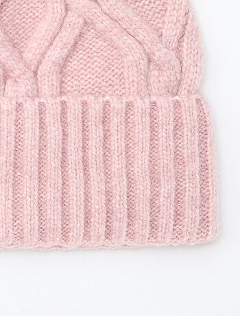 berretto a tinta unita e a coste con pon pon