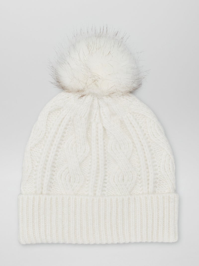 Berretto a trecce con pompon BEIGE - Kiabi