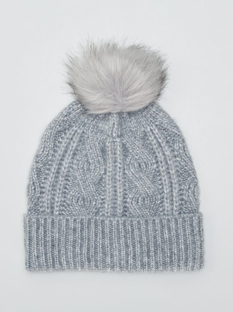 Berretto a trecce con pompon GRIGIO - Kiabi