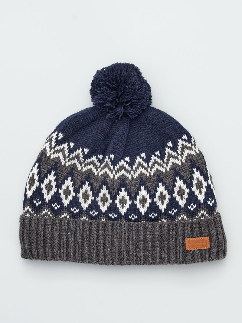 Bonnet Von Dutch Noir Laine, Bonnet pompon fourrure Fashion livré 48h