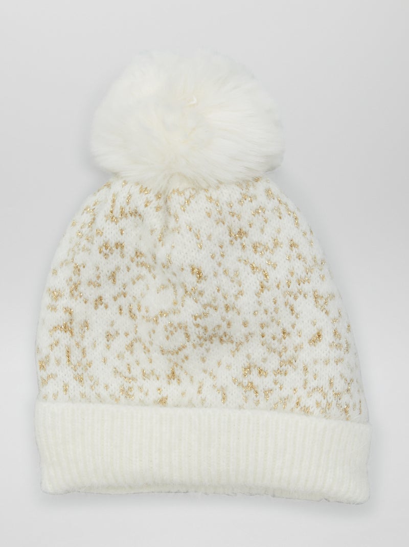 Gorro De Lana Con Pompón Para Mujer – Estilo Kawaii, Suave Y Cálido, Color Beige/Marrón