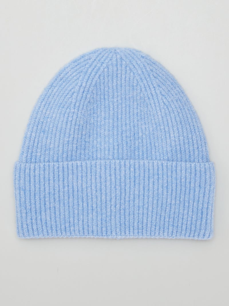 Berretto con risvolto in maglia BLU - Kiabi