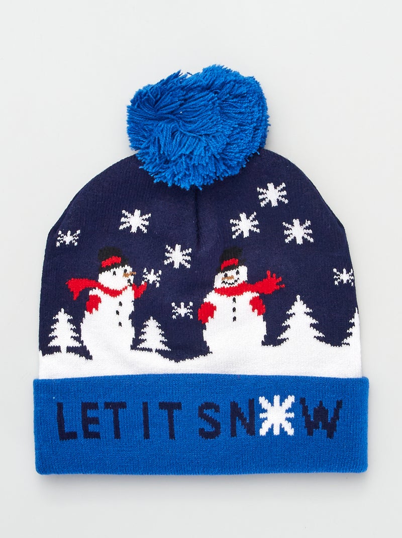 Berretto di Natale in maglia blu - Kiabi