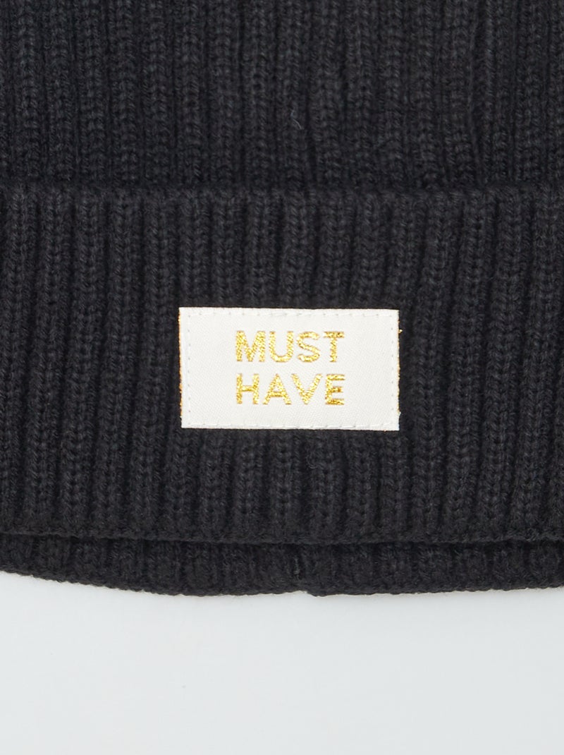 Berretto in maglia a coste NERO - Kiabi