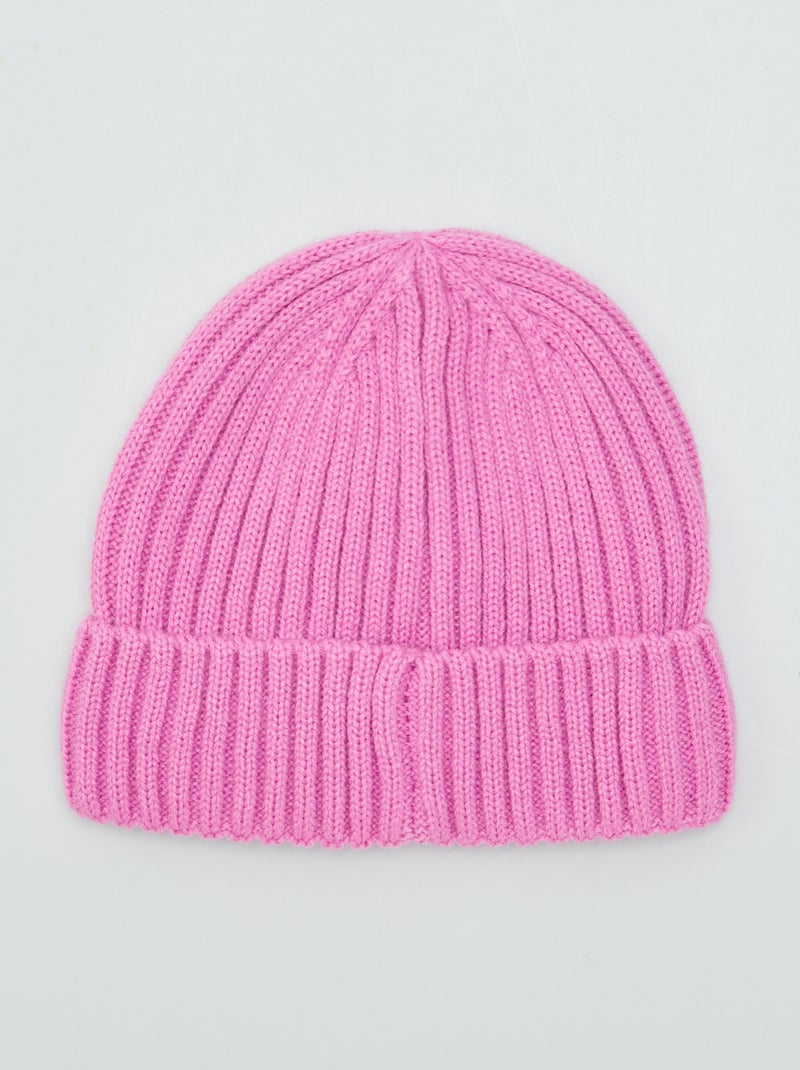 Berretto in maglia a coste ROSA - Kiabi