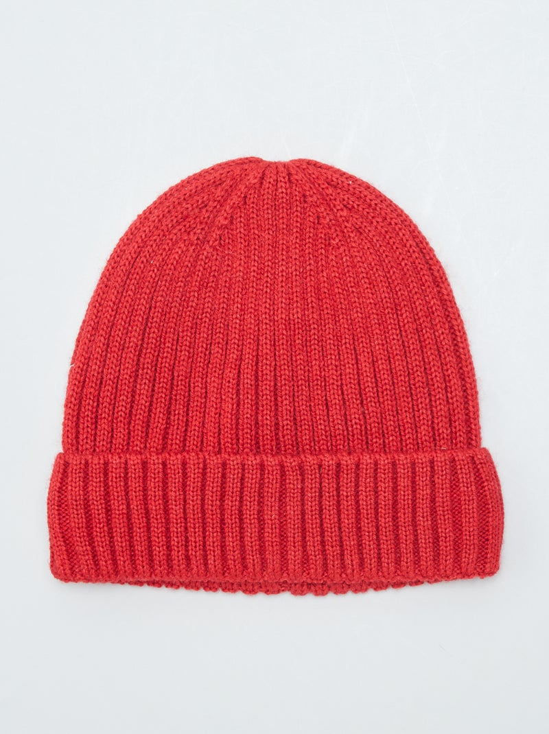 Berretto in maglia a coste ROSSO - Kiabi