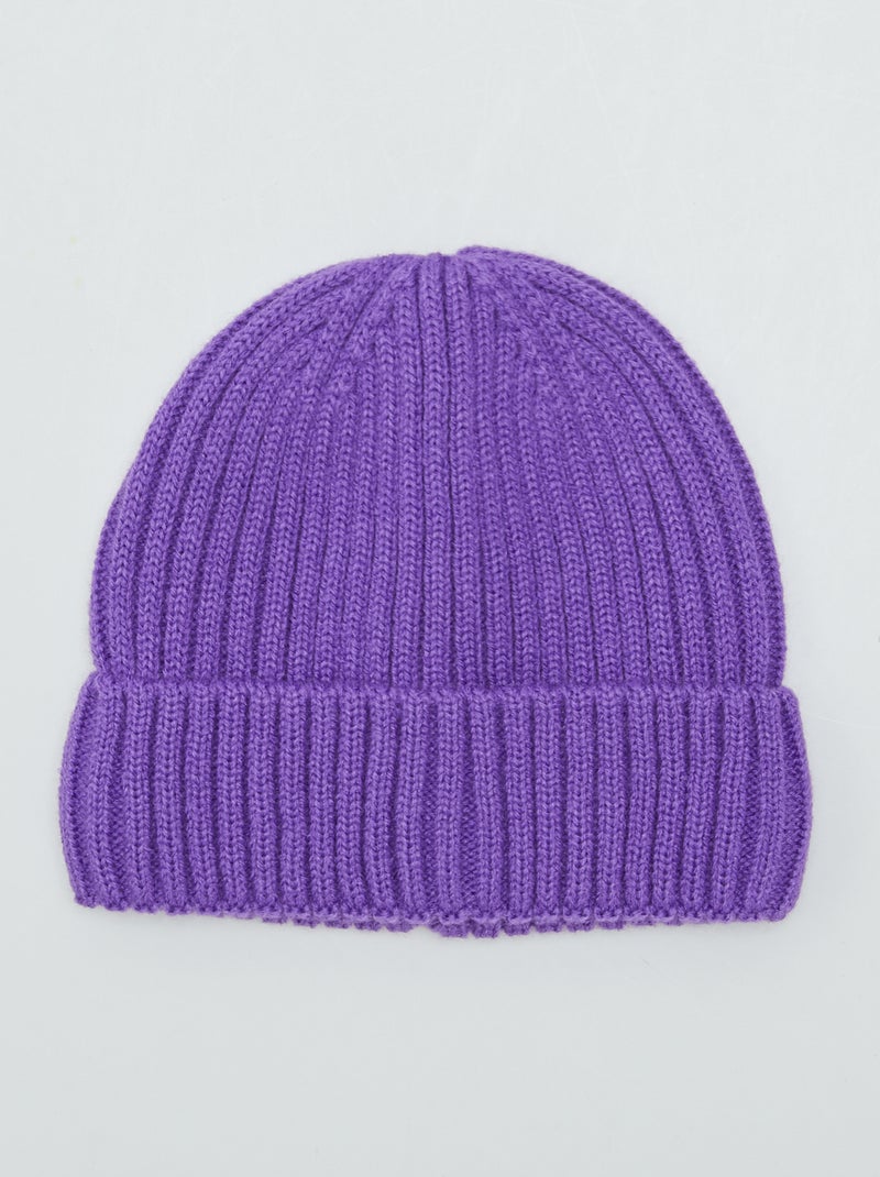Berretto in maglia a coste VIOLA - Kiabi