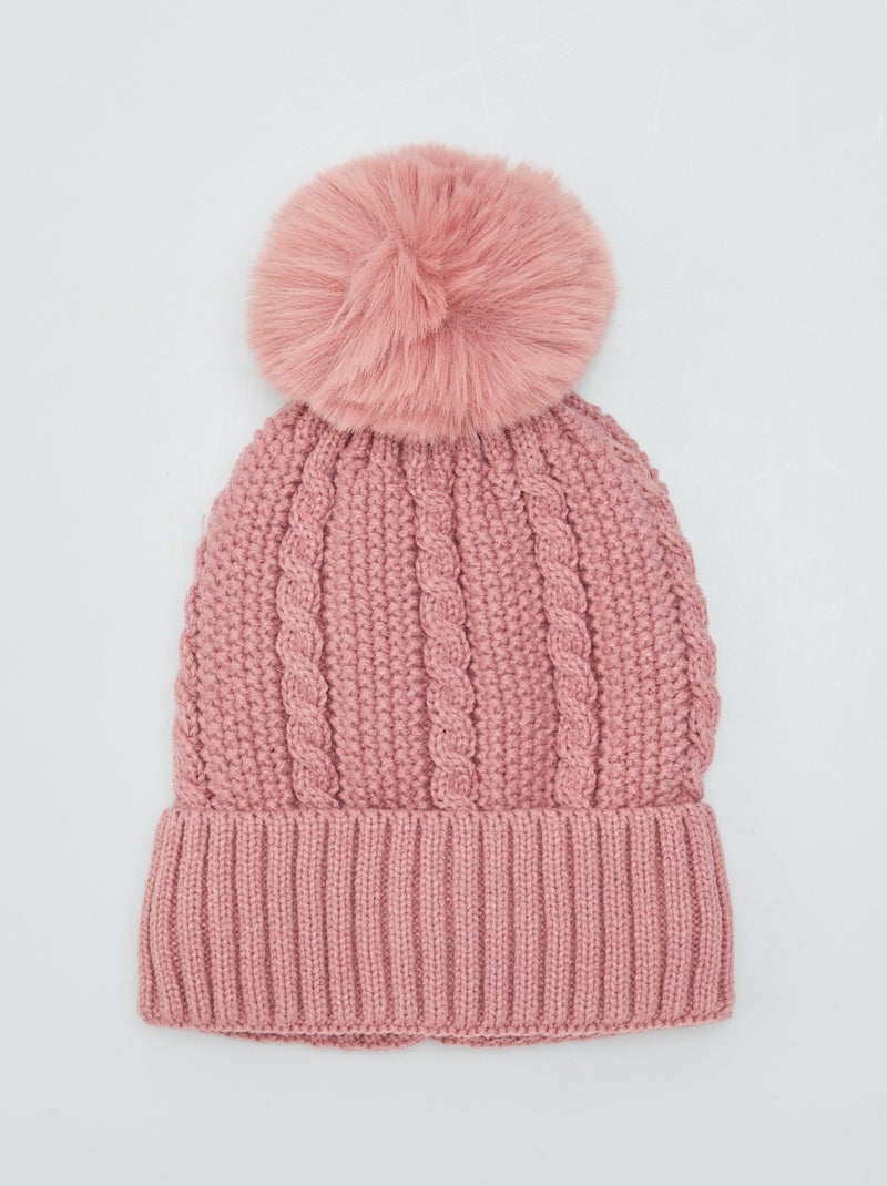 Berretto in maglia a trecce ROSA - Kiabi