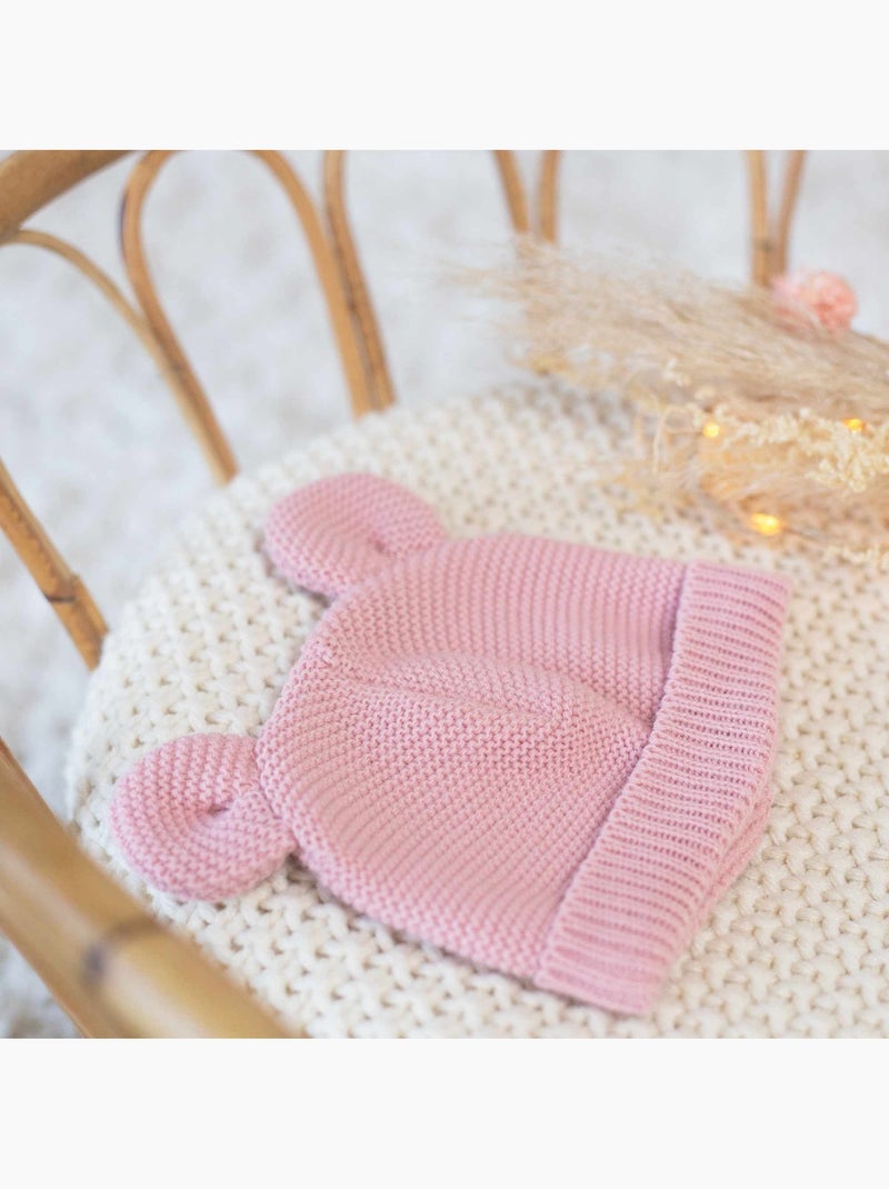 Berretto in maglia con piccole orecchie Rosa pallido - Kiabi