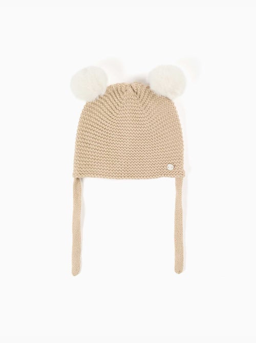 Berretto in maglia con pompon e laccetti - Kiabi