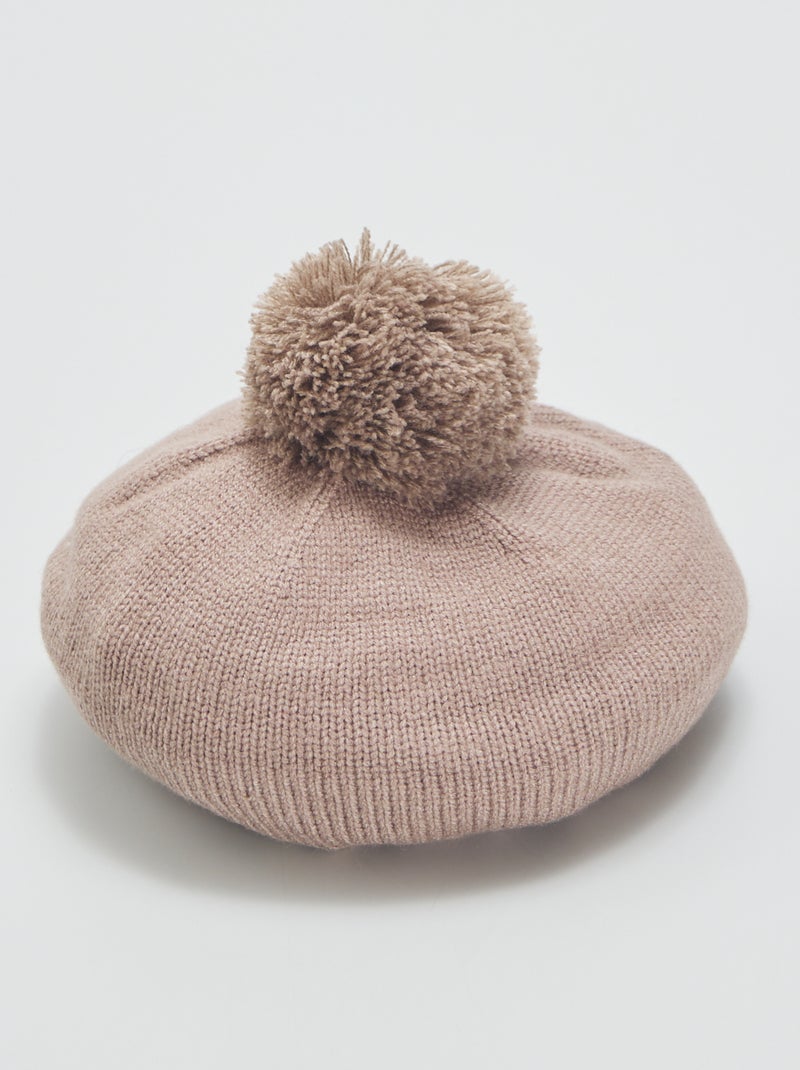 Berretto in maglia con pompon MARRONE - Kiabi