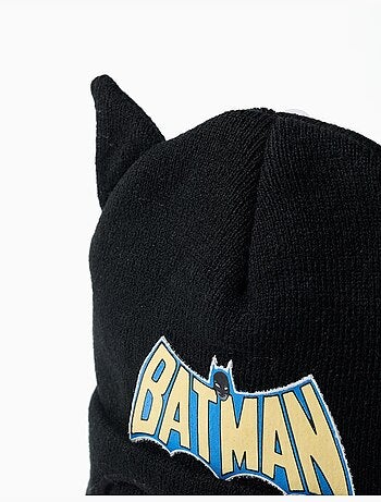 Berretto in maglia con stampa di batman e orecchie 3d