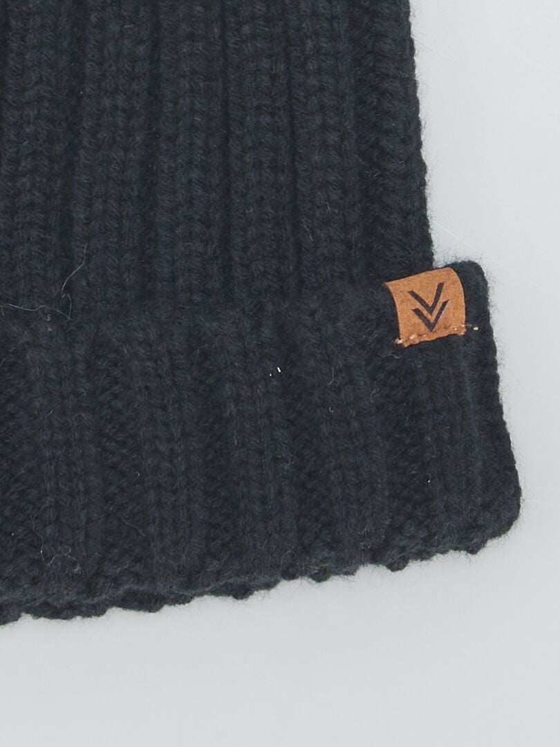 4sold Berretto In Maglia Unisex - Nero Con Ricamo Bianco - Caldo Cappello Invernale - Unisex Adulto - copertina