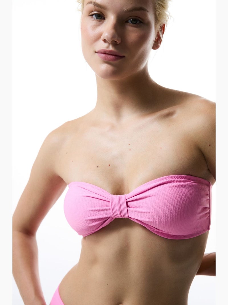 Bia top bikini senza spalline con nodo penti Rosa fluo/Solinotes - Kiabi