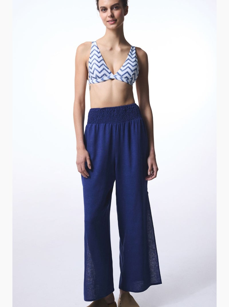 Biana top bikini con scollo a v profondo e motivo zigzag penti Bianco Blu - Kiabi
