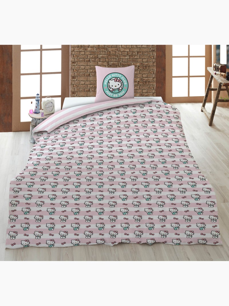 Biancheria Letto Bambina Hello Kitty Club 140x200 cm + Federa 65x65 cm Cotone-Poliestere Reversibile Beige/Rosa - Kiabi