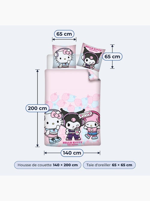 Biancheria letto bambina hello kitty & friends 140x200 cm + federa 65x65 cm cotone-poliestere - Kiabi Biancheria letto bambina hello kitty & friends 140x200 cm + federa 65x65 cm cotone-poliestere - Kiabi