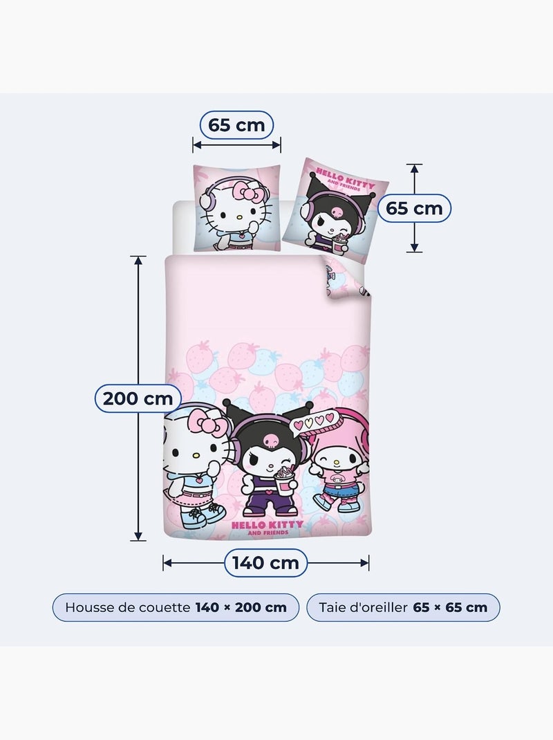 Biancheria letto bambina hello kitty & friends 140x200 cm + federa 65x65 cm cotone-poliestere Nero Rosa - Kiabi