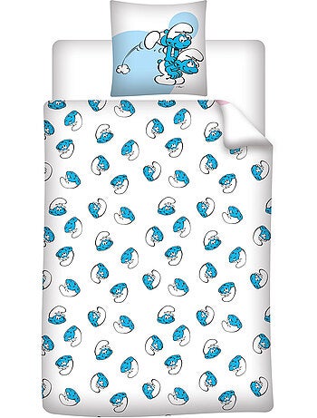 Biancheria Letto Bambino I Puffi 140x200 cm + Federa 65x65 cm Cotone-Poliestere