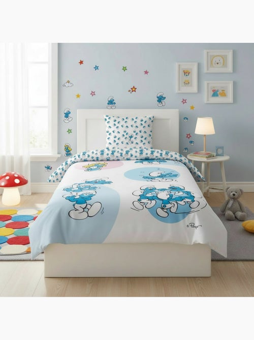 Biancheria Letto Bambino I Puffi 140x200 cm + Federa 65x65 cm Cotone-Poliestere - Kiabi