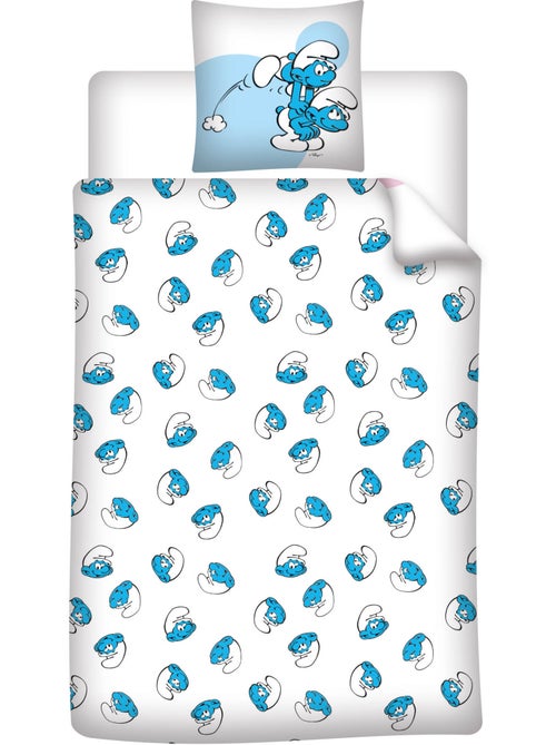 Biancheria Letto Bambino I Puffi 140x200 cm + Federa 65x65 cm Cotone-Poliestere - Kiabi