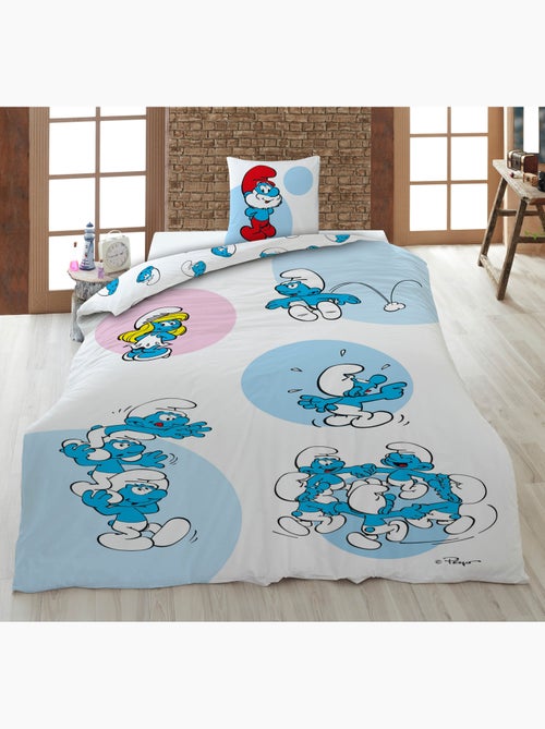 Biancheria Letto Bambino I Puffi 140x200 cm + Federa 65x65 cm Cotone-Poliestere - Kiabi
