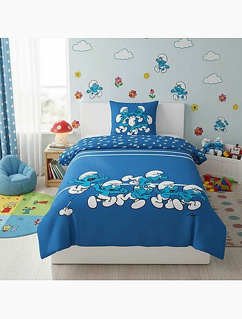 Biancheria Letto Bambino I Puffi 140x200 cm + Federa 65x65 cm Cotone-Poliestere