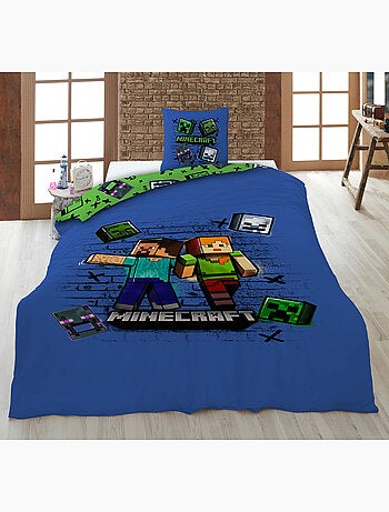 Biancheria Letto Bambino Minecraft 140x200 cm + Federa 63x63 cm 100% Poliestere