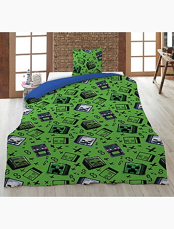 Biancheria Letto Bambino Minecraft 140x200 cm + Federa 63x63 cm 100% Poliestere