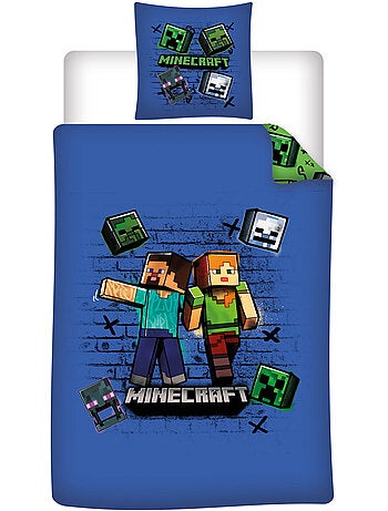 Biancheria Letto Bambino Minecraft 140x200 cm + Federa 63x63 cm 100% Poliestere
