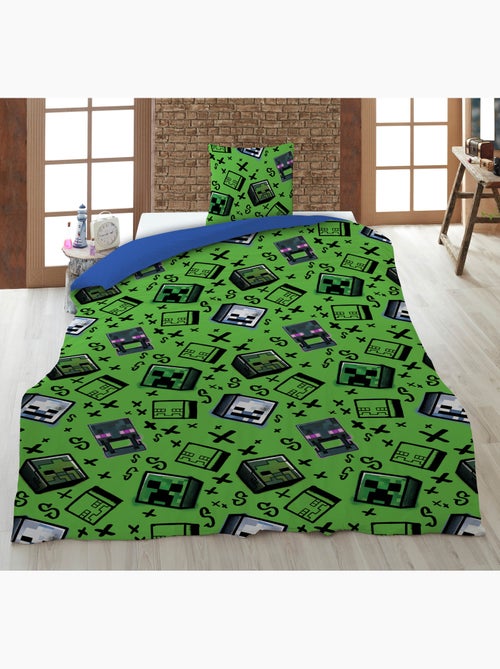 Biancheria Letto Bambino Minecraft 140x200 cm + Federa 63x63 cm 100% Poliestere - Kiabi