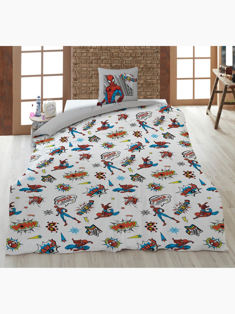 Biancheria Letto Bambino Spider-Man Marvel 140x200 cm + Federa 65x65 cm 100% Cotone Beige grigio - Kiabi