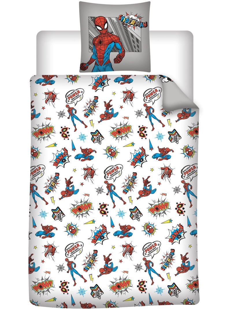 Biancheria Letto Bambino Spider-Man Marvel 140x200 cm + Federa 65x65 cm 100% Cotone Beige grigio - Kiabi