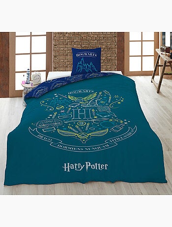 Biancheria Letto Harry Potter Hogwarts 140x200 cm + Federa 63x63 cm 100% Poliestere Reversibile