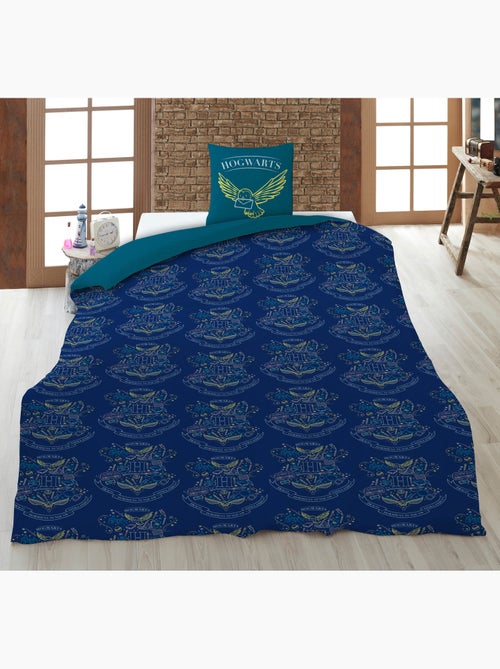 Biancheria Letto Harry Potter Hogwarts 140x200 cm + Federa 63x63 cm 100% Poliestere Reversibile - Kiabi