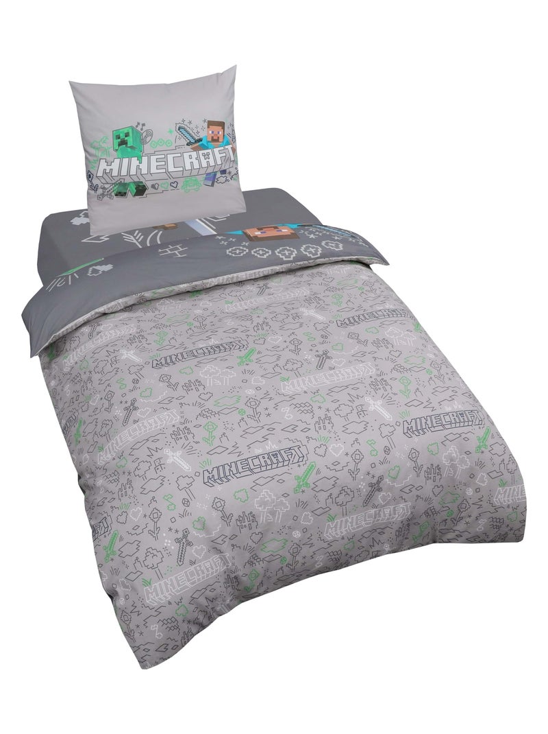 Biancheria letto reversibile 100% cotone con cerniera "Roba" – Minecraft Grigio giallo grigio - Kiabi