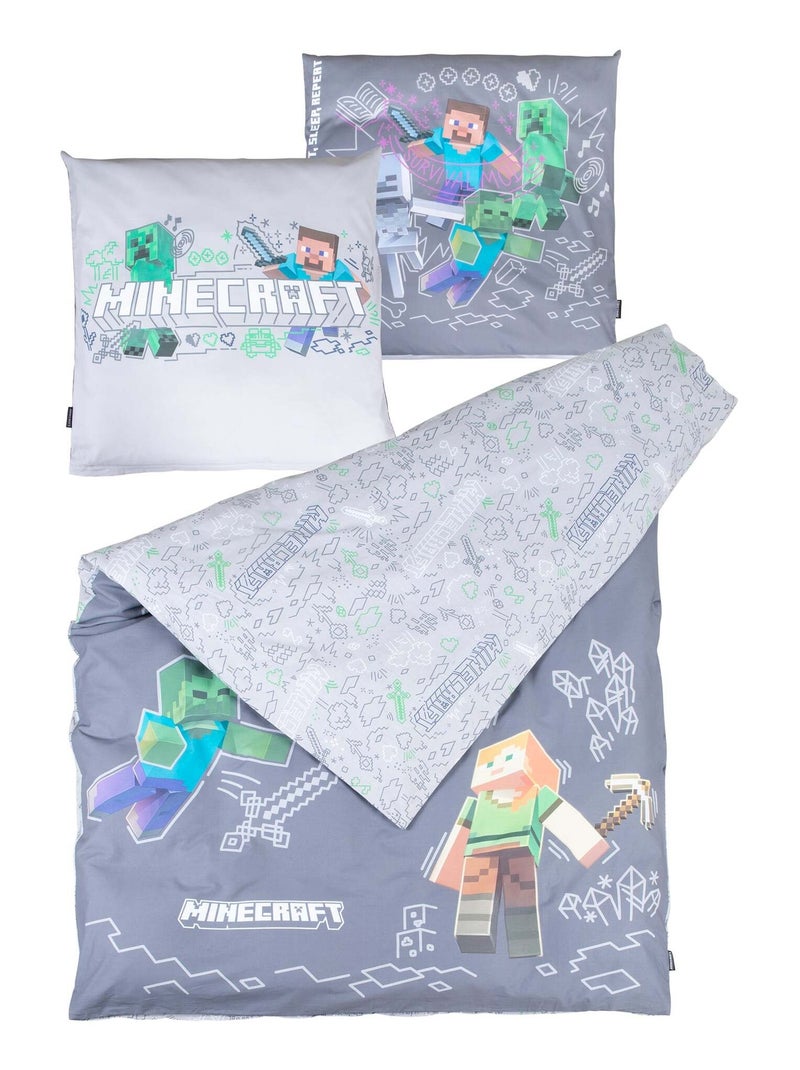Biancheria letto reversibile 100% cotone con cerniera "Roba" – Minecraft Grigio giallo grigio - Kiabi