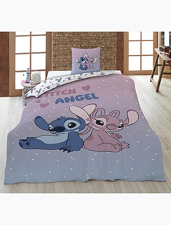 Biancheria Letto Stitch & Angel Disney 140x200 cm + Federa 65x65 cm Cotone-Poliestere