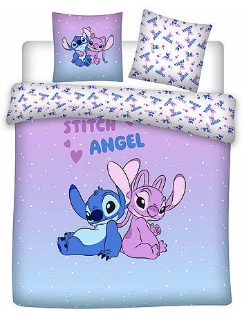 Biancheria Letto Stitch & Angel Disney 200x200 cm + 2 Federe 65x65 cm Cotone-Poliestere