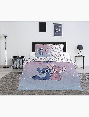 Biancheria Letto Stitch & Angel Disney 200x200 cm + 2 Federe 65x65 cm Cotone-Poliestere