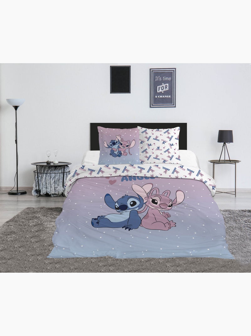 Biancheria Letto Stitch & Angel Disney 200x200 cm + 2 Federe 65x65 cm Cotone-Poliestere Nero Malva Bianco - Kiabi